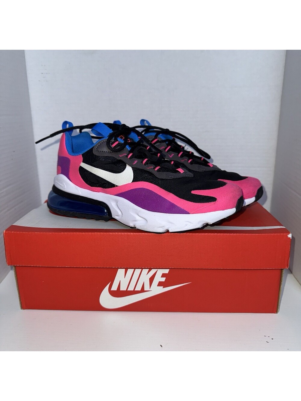 Nike Air Max 270 React GS Black White Pink BQ0101-001 Size Youth 5.5Y Women's 7